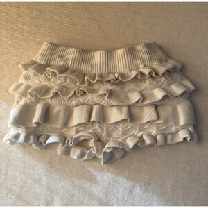Reality Treat Knit Ruffle Baby Bloomers White Birthday Photo Shoot Size XS/S